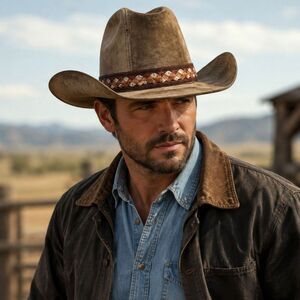 The Duke Collection COWBOY HAT Brushed Cotton/Rayon Brown Sz L  7 1/4 - 7 3/8